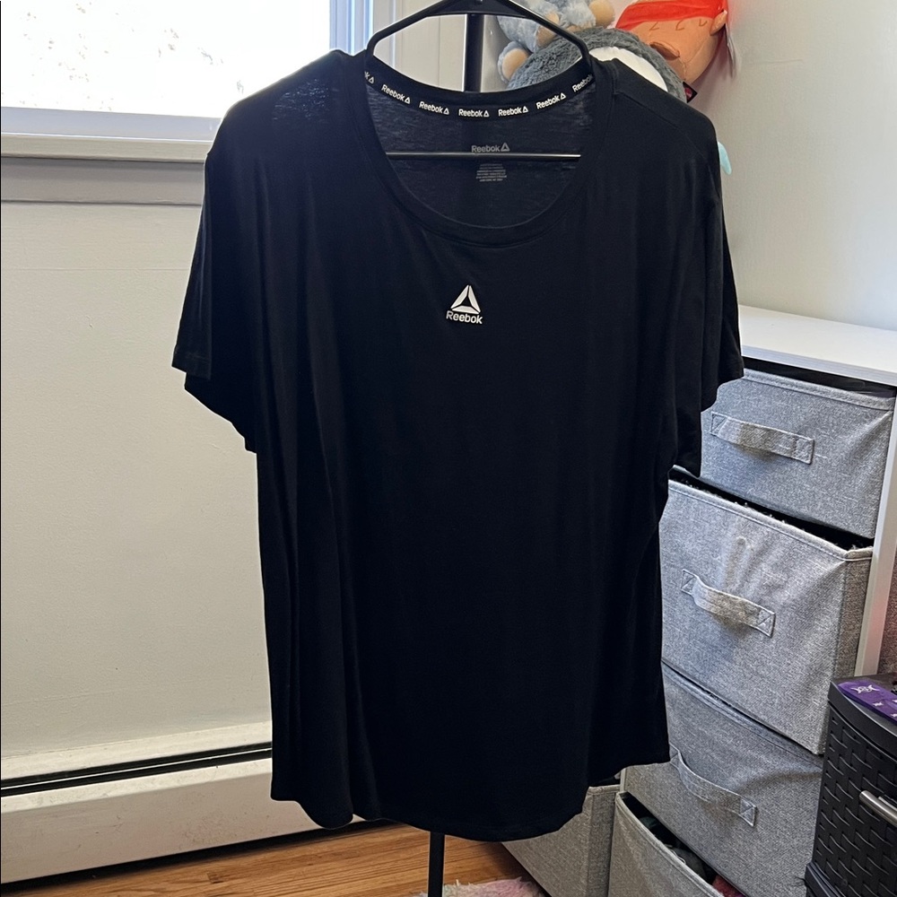 Women’s Reebok Black Short Sleeve Athletic Tee with Logo